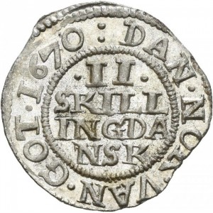 Реверс монеты Норвегия, 2 скиллинга, 1670-1672