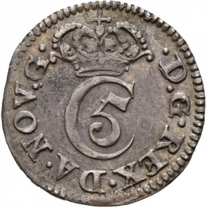 Аверс монеты Норвегия, 2 скиллинга, 1673, Коронованный монограмма на аверсе