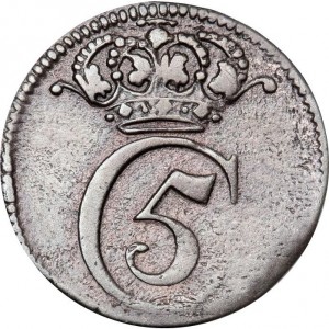 Аверс монеты Норвегия, 2 скиллинга, 1677, Монограмма на аверсе
