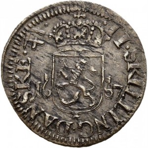 Реверс монеты Норвегия, 2 скиллинга, 1686-1687, Зеркальная монограмма "C5"