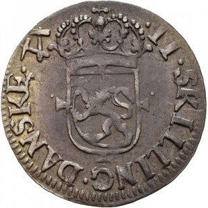 Реверс монеты Норвегия, 2 скиллинга, 1687, Зеркальная монограмма "CV", дата на аверсе