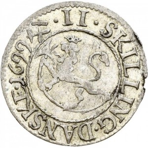 Реверс монеты Норвегия, 2 скиллинга, 1688-1699