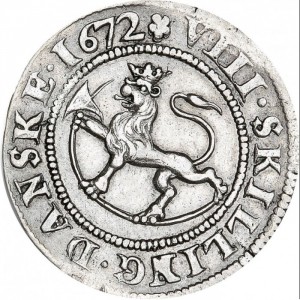 Реверс монеты Норвегия, 8 скиллингов, 1672-1675