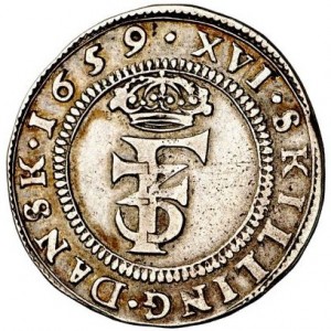 Аверс монеты Норвегия, 16 скиллингов, 1648-1661
