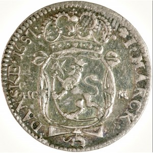 Реверс монеты Норвегия, 1 марка, 1686, Более богато украшенная двойная монограмма