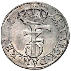 Аверс монеты Норвегия, 2 марки, 1649-1669