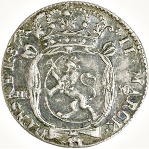Реверс монеты Норвегия, 2 марки, 1687, Декоративная монограмма, дужки с закругленными сторонами