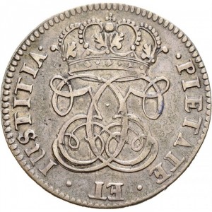 Аверс монеты Норвегия, 2 марки, 1687, Декоративная монограмма, герб с прямыми сторонами