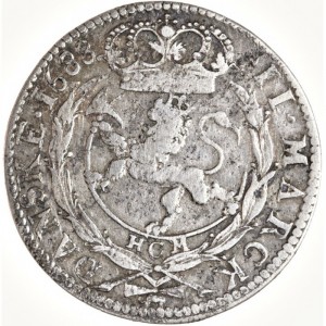 Реверс монеты Норвегия, 2 марки, 1688, Коронованный лев в лавровых ветвях, HCM внутри