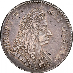 Аверс монеты Норвегия, 2 марки, 1699, Портрет Кристиана V на аверсе