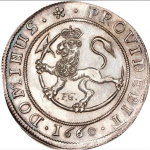 Реверс монеты Норвегия, ½ спесие далера, 1659-1660