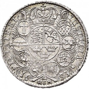 Реверс монеты Норвегия, ½ спесие далера, 1693