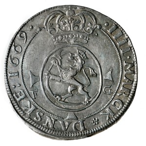 Реверс монеты Норвегия, 4 марки, 1669