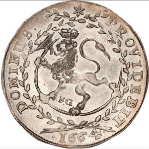 Реверс монеты Норвегия, 1 спесие далер, 1664