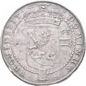 Реверс монеты Норвегия, 1 спесие далер, 1665, Лев в прямоугольном щите