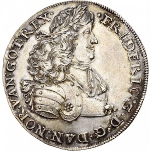 Аверс монеты Норвегия, 1 спесие далер, 1665-1667, Лев в овальном щите