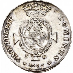 Реверс монеты Норвегия, 1 спесие далер, 1665-1667, Лев в овальном щите