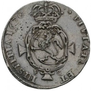 Реверс монеты Норвегия, 1 спесие далер, 1670, Неразделенная дата в надписи на реверсе