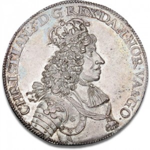 Аверс монеты Норвегия, 1 спесие далер, 1670, Дата разделена щитом на реверсе
