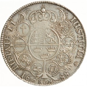 Реверс монеты Норвегия, 1 спесие далер, 1688-1690
