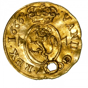 Реверс монеты Норвегия, ½ дуката, 1666