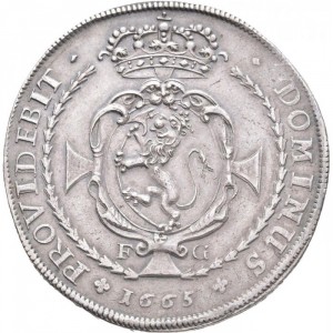 Реверс монеты Норвегия, 2 спесие далера, 1665-1667, Лев в овальном щите