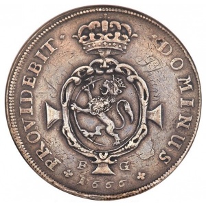 Реверс монеты Норвегия, 3 спесие далера, 1666-1668