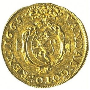 Реверс монеты Норвегия, 2 дуката, 1665