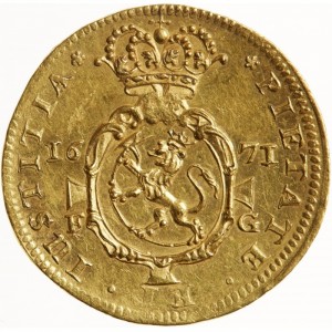Реверс монеты Норвегия, 4 дуката, 1671
