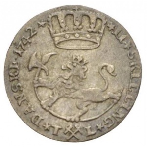Реверс монеты Норвегия, 2 скиллинга, 1742-1745