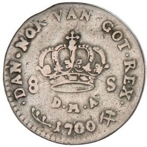 Реверс монеты Норвегия, 8 скиллингов, 1700-1702