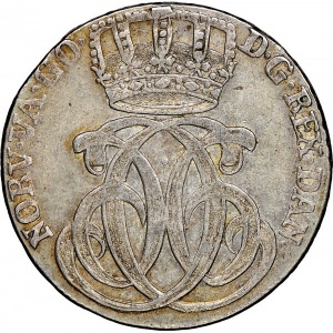 Аверс монеты Норвегия, 24 скиллинга, 1735-1746, Коронованный лев без круга