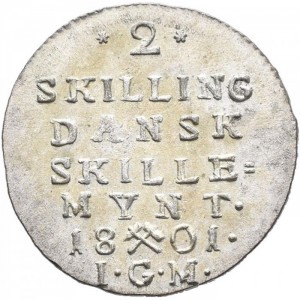 Реверс монеты Норвегия, 2 скиллинга, 1800-1807