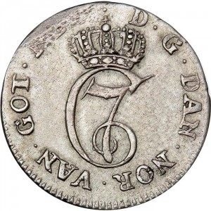 Аверс монеты Норвегия, 8 скиллингов, 1773-1775
