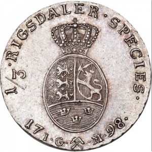 Реверс монеты Норвегия, ⅓ спесие далера, 1795-1803