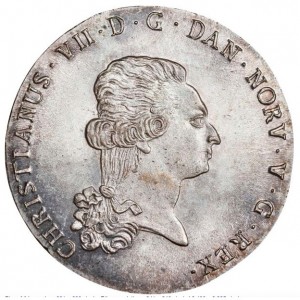 Аверс монеты Норвегия, 1 спесие далер, 1791-1795