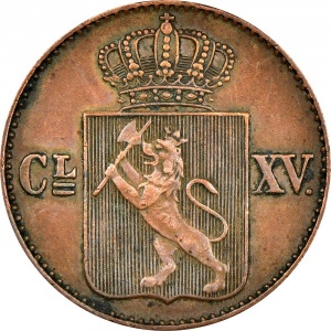 Аверс монеты Норвегия, ½ скиллинга, 1867