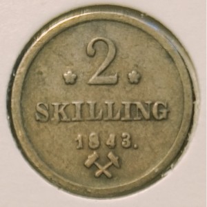 Реверс монеты Норвегия, 2 скиллинга, 1842-1843