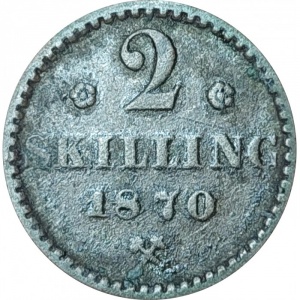 Реверс монеты Норвегия, 2 скиллинга, 1870-1871
