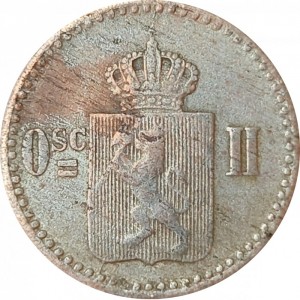 Аверс монеты Норвегия, 3 скиллинга, 1872-1873