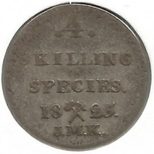 Реверс монеты Норвегия, 4 скиллинга, 1825