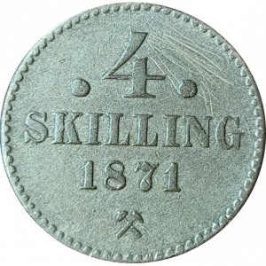 Реверс монеты Норвегия, 4 скиллинга, 1871