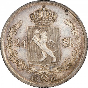 Реверс монеты Норвегия, 24 скиллинга, 1845-1855