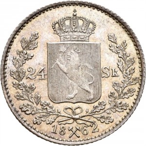 Реверс монеты Норвегия, 24 скиллинга, 1862