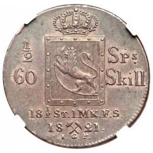 Реверс монеты Норвегия, ½ спесие далера, 1819-1824