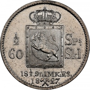 Реверс монеты Норвегия, ½ спесие далера, 1827-1836
