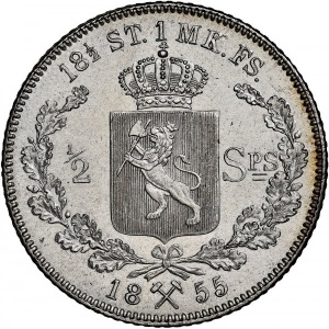Реверс монеты Норвегия, ½ спесие далера, 1846-1855
