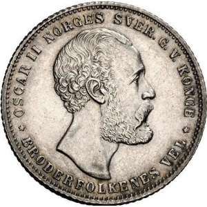 Аверс монеты Норвегия, ½ спесие далера, 1873