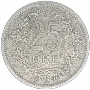 Реверс монеты Норвегия, 25 эре, 1896-1904