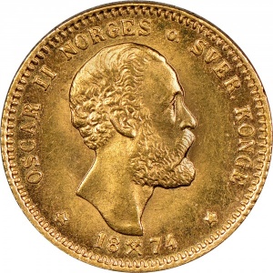 Аверс монеты Норвегия, 10 крон, 1874